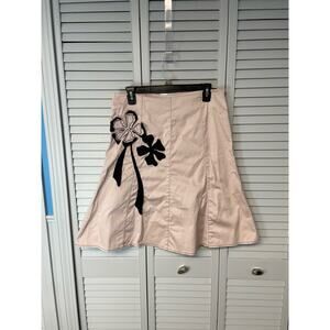 Matty M side zip pale pink black floral skirt women's size 8 - poor condition